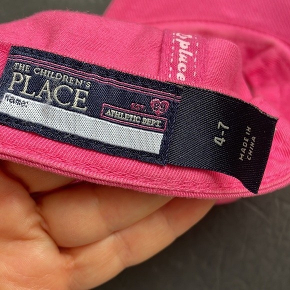 THE CHILDREN'S PLACE Pink Sun Hat Hearts Embroidered Rhinestone Adjust 4-7 - Picture 4 of 9
